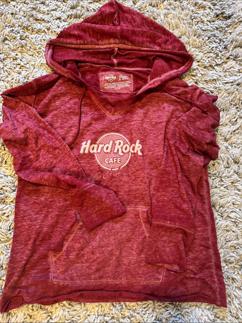 Hard Rock Cafe Heathered Burgundy Pullover Hoodie